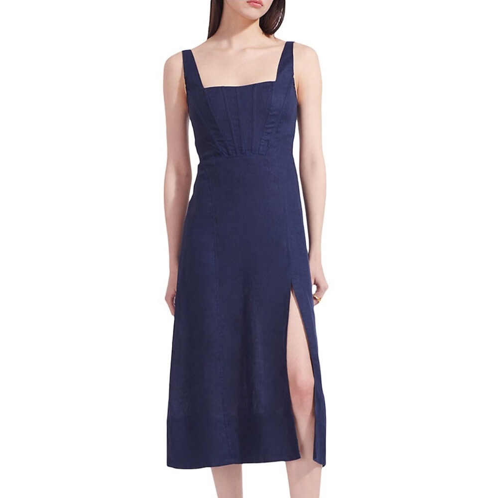 Staud Rome Linen Midi Dress
